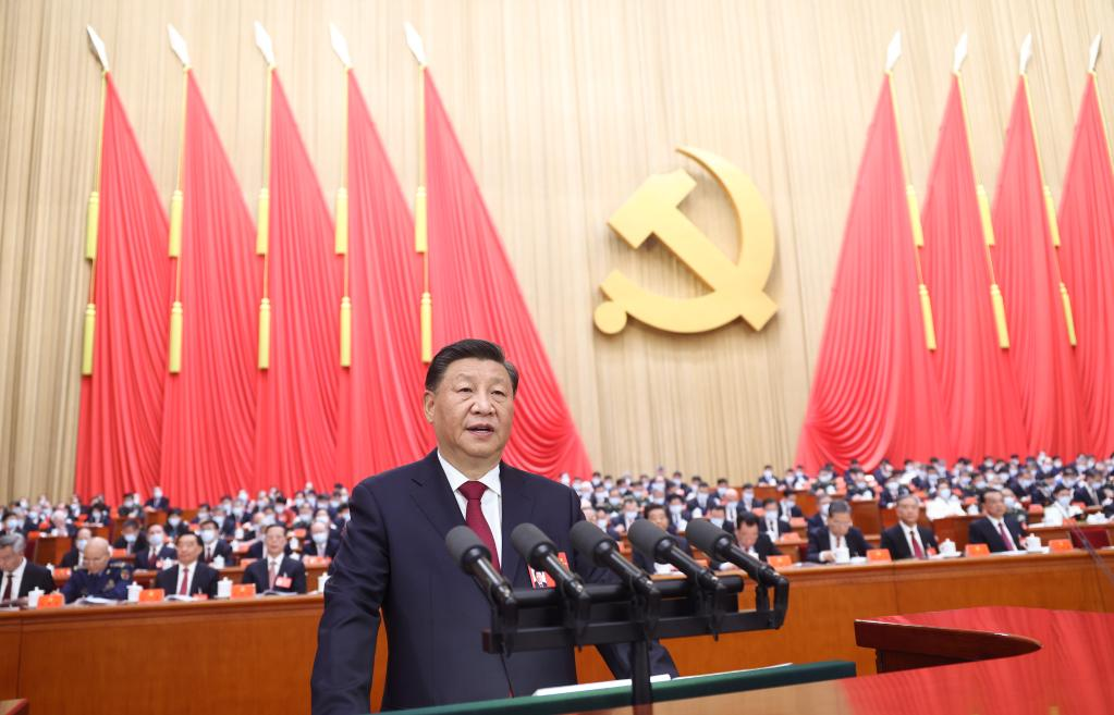 Xi Jinping delivers a report to the 20th National Congress of the Communist Party of China (CPC) on behalf of the 19th CPC Central Committee at the Great Hall of the People in Beijing, capital of China, Oct. 16, 2022. The 20th CPC National Congress opened on Sunday. (Xinhua/Ju Peng)