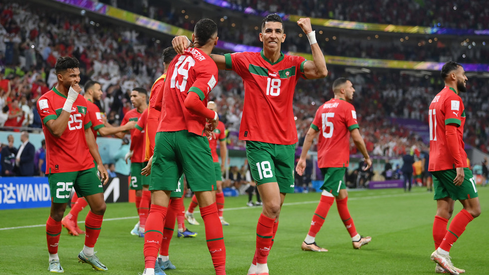 Youssef En-Nesyri celebrates after scoring the team's first goal during the FIFA World Cup Qatar 2022 quarter final © Getty Images / Justin Setterfield/Getty Images