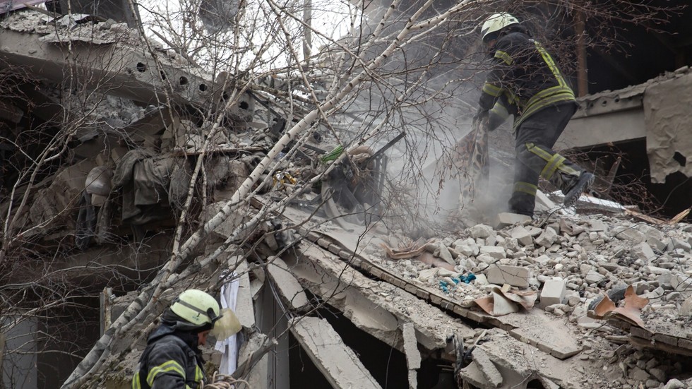 A destroyed hospital in Novoaydar, Russia, January 28, 2023. © Maxim Zakharov / Sputnik